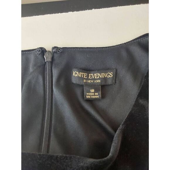 Ignite Evenings Formal Sz 18 Missy Burgundy Floral Black Velour - Picture 8 of 12